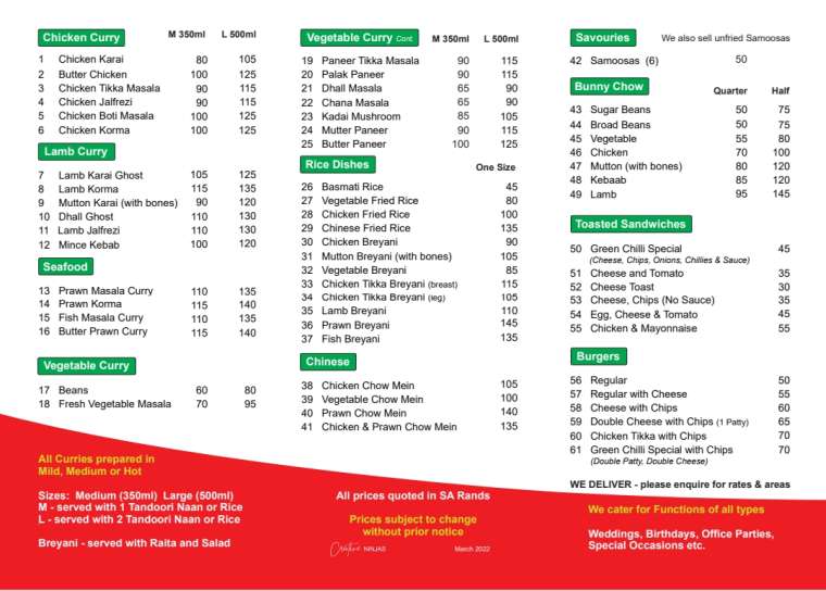 Green chilli fine dining restaurant VISIT KZN SOUTH COAST